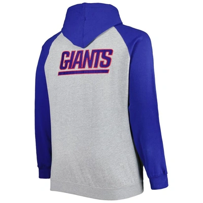 Shop Profile Heather Gray New York Giants Big & Tall Fleece Raglan Full-zip Hoodie Jacket
