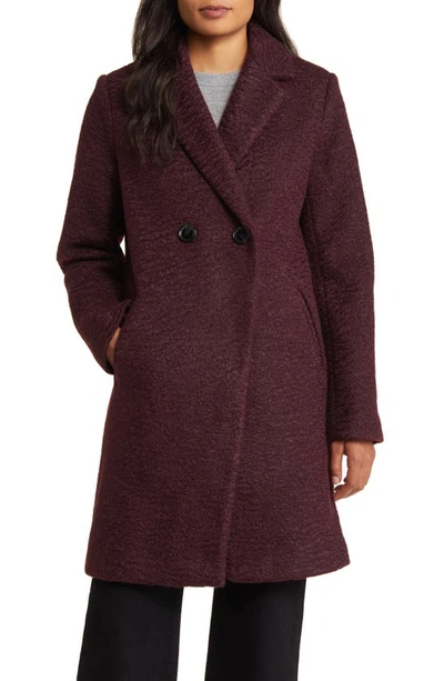 Shop Sam Edelman Bouclé Tweed Double Breasted Coat In Burgundy