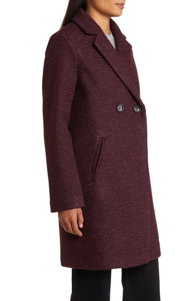 Shop Sam Edelman Bouclé Tweed Double Breasted Coat In Burgundy