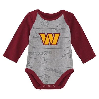 Shop Outerstuff Newborn & Infant Burgundy/heathered Gray Washington Commanders Born To Win Two-pack Long Sleeve Body