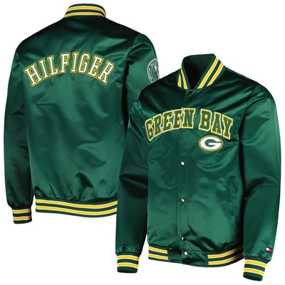 Shop Tommy Hilfiger Green Green Bay Packers Elliot Varsity Full-snap Jacket