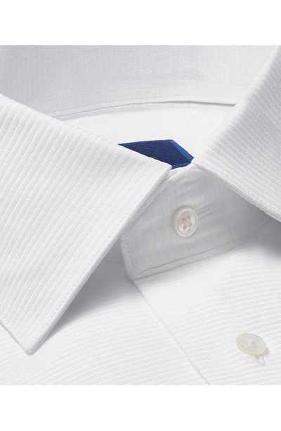 Shop David Donahue Trim Fit Horizontal Rib French Cuff Formal Shirt In Solid White