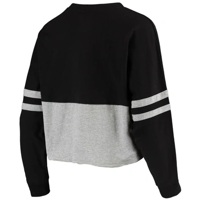 Shop Boxercraft Black/heathered Gray Oregon Ducks Cropped Retro Jersey Long Sleeve T-shirt