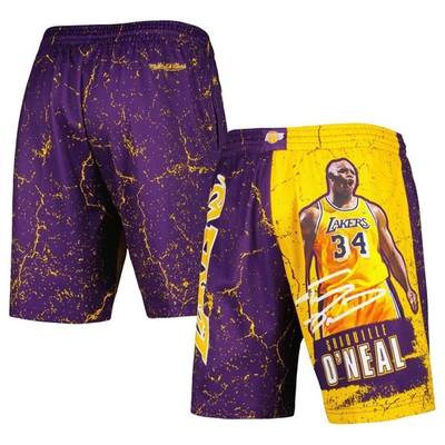 Shop Mitchell & Ness Shaquille O'neal Purple Los Angeles Lakers Hardwood Classics Player Burst Shorts