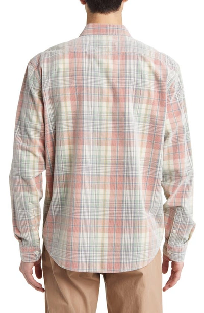 Shop Wax London Shelly Plaid Corduroy Button-up Shirt In Pink/ Sage