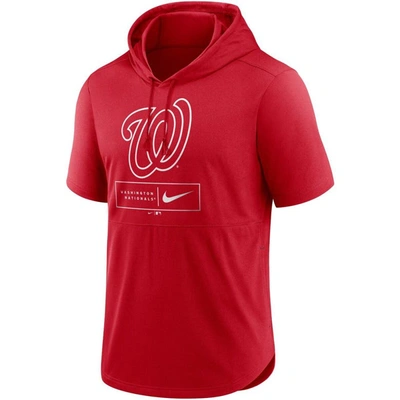 Shop Nike Red Washington Nationals Lockup Performance Short Sleeve Lightweight Hooded Top