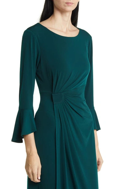 Connected Apparel Mock Wrap Gown In Hunter