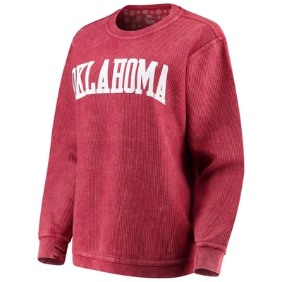 Pressbox Crimson Oklahoma Sooners Comfy Cord Vintage Wash Basic Arch Pullover Sweatshirt In Crimson