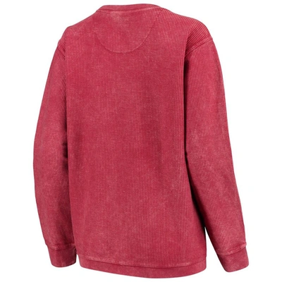 Pressbox Crimson Oklahoma Sooners Comfy Cord Vintage Wash Basic Arch Pullover Sweatshirt In Crimson