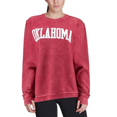 Pressbox Crimson Oklahoma Sooners Comfy Cord Vintage Wash Basic Arch Pullover Sweatshirt In Crimson
