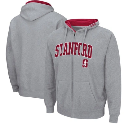Colosseum Men's  Heathered Gray Stanford Cardinal Arch And Logo 3.0 Full-zip Hoodie In Heather Gray