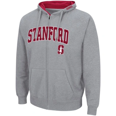 Colosseum Men's  Heathered Gray Stanford Cardinal Arch And Logo 3.0 Full-zip Hoodie In Heather Gray