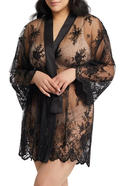 Rya Collection Darling Lace Coverup Robe In Black