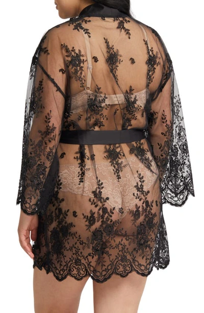 Rya Collection Darling Lace Coverup Robe In Black