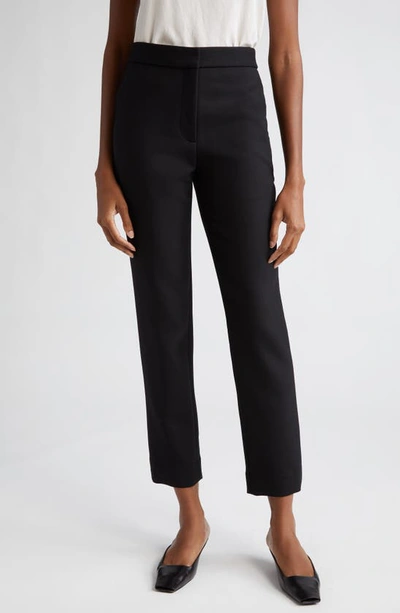 Adam Lippes High Waist Double Face Stretch Wool Ankle Pants In Black