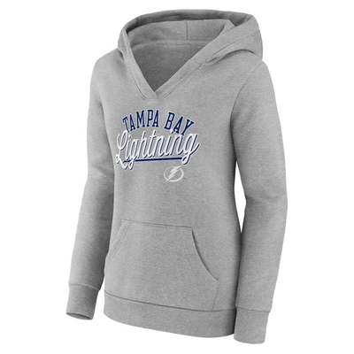 Fanatics Branded Gray Tampa Bay Lightning Simplicity Crossover V-neck Pullover Hoodie In Gray