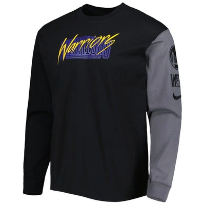 Shop Nike Black Golden State Warriors Courtside Versus Flight Max90 Long Sleeve T-shirt