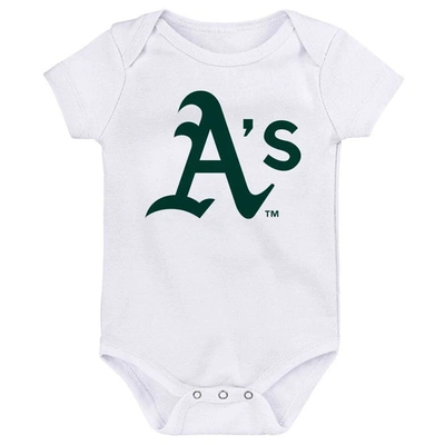 Shop Outerstuff Newborn & Infant Gold/green/white Oakland Athletics Minor League Player Three-pack Bodysuit Set
