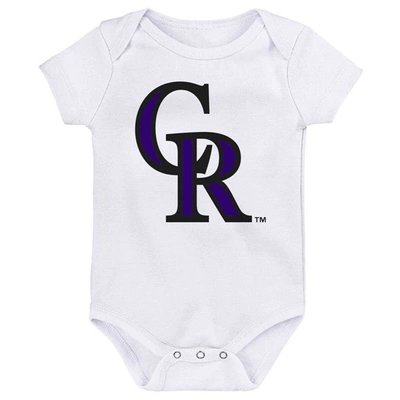 Shop Outerstuff Newborn & Infant Purple/black/white Colorado Rockies Minor League Player Three-pack Bodysuit Set