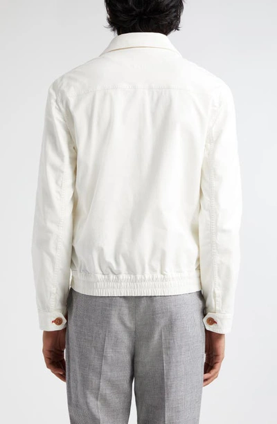 Shop Brunello Cucinelli Stretch Cotton Bomber Jacket In C2200 White