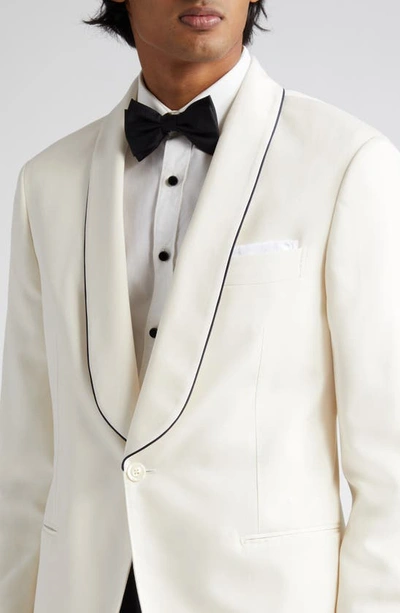 Shop Brunello Cucinelli Shawl Collar Silk Dinner Jacket In C101 Off White