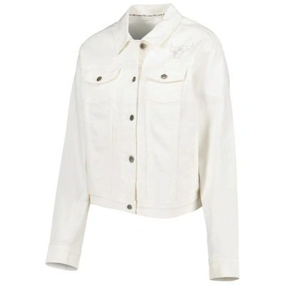 Shop Lusso White Chicago Bulls Swarovski Crystal & Distressed Button-up Denim Jacket