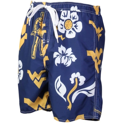 Shop Wes & Willy Navy West Virginia Mountaineers Floral Volley Logo Swim Trunks