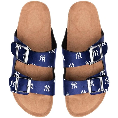 Shop Foco New York Yankees Mini Print Double Buckle Sandal In Navy