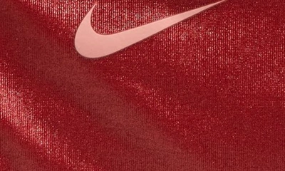 Shop Nike Kids' Dri-fit Indy Metallic Sports Bra In Cedar/ Black/ Red Stardust