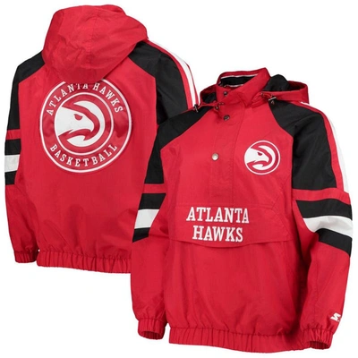 Shop Starter Red/black Atlanta Hawks The Pro Ii Half-zip Jacket