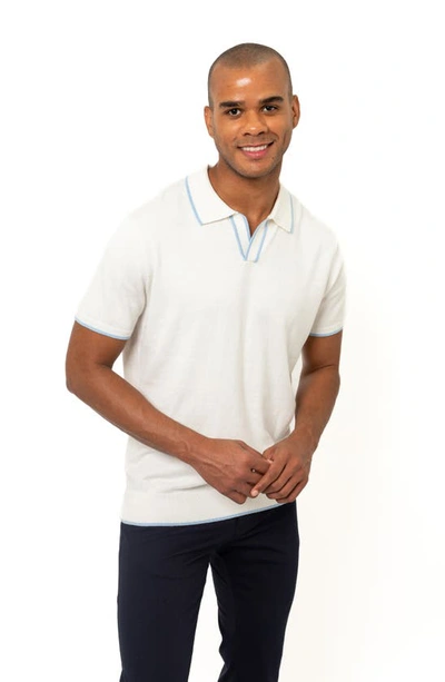 Shop Pino By Pinoporte Tipped Cotton & Cashmere Polo In Off White