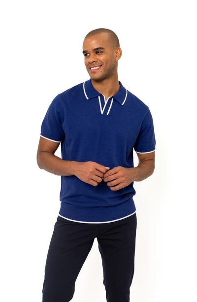 Shop Pino By Pinoporte Tipped Cotton & Cashmere Polo In Navy