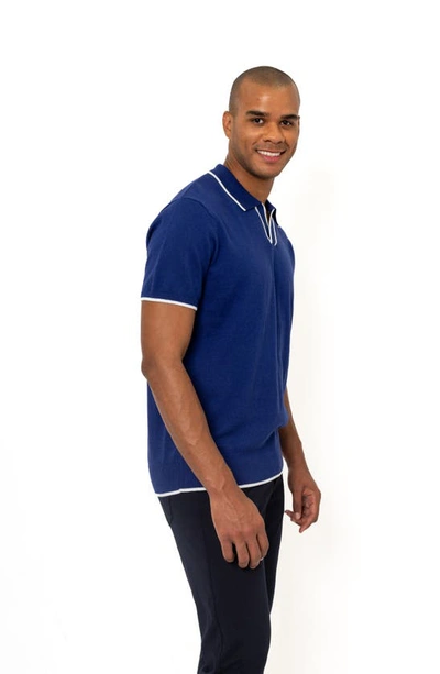 Shop Pino By Pinoporte Tipped Cotton & Cashmere Polo In Navy
