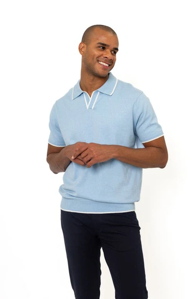 Shop Pino By Pinoporte Tipped Cotton & Cashmere Polo In Blue