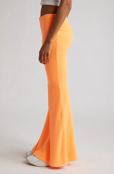 Shop Erl French Terry Flared Wide Leg Pants In Orange