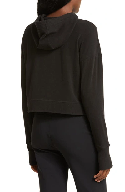 Shop Sweaty Betty Escape Luxe Fleece Crop Hoodie In Black