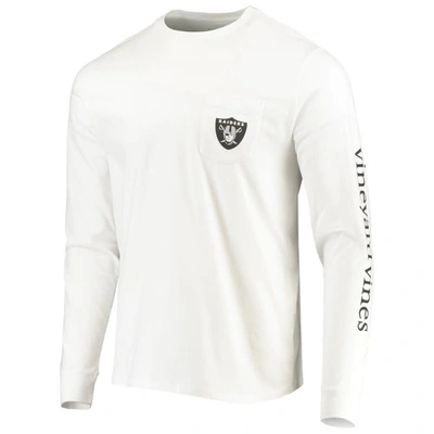 Shop Vineyard Vines White Las Vegas Raiders Whale Helmet Long Sleeve T-shirt