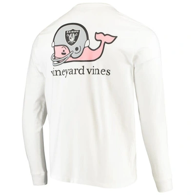 Shop Vineyard Vines White Las Vegas Raiders Whale Helmet Long Sleeve T-shirt