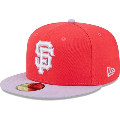 Shop New Era Red/lavender San Francisco Giants Spring Color Two-tone 59fifty Fitted Hat
