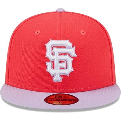 Shop New Era Red/lavender San Francisco Giants Spring Color Two-tone 59fifty Fitted Hat