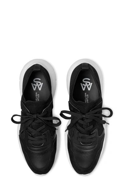 Shop Stuart Weitzman 5050 Knit Sneaker In Black Leather