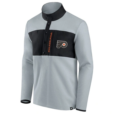 Shop Fanatics Branded Gray/black Philadelphia Flyers Hockey Polar Fleece Quarter-snap Jacket