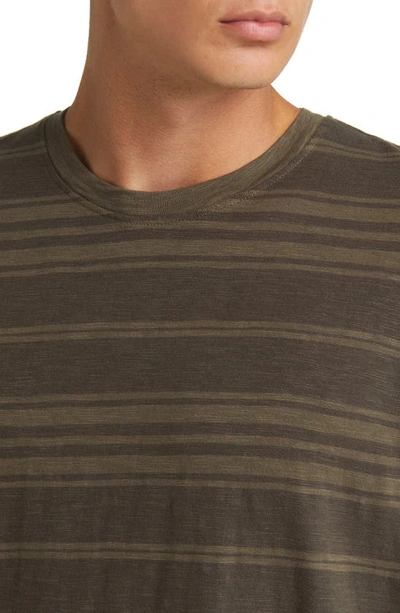 Shop Treasure & Bond Stripe Long Sleeve Cotton T-shirt In Olive Night Stripe