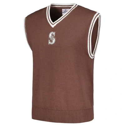 Shop Pleasures Brown Seattle Mariners Knit V-neck Pullover Sweater Vest