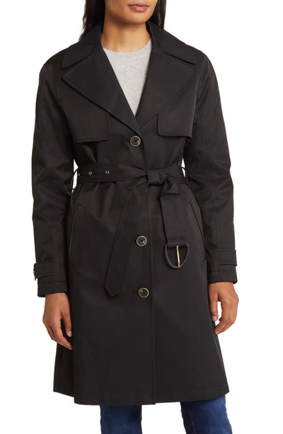 Shop Via Spiga Belted Trench Coat In Black