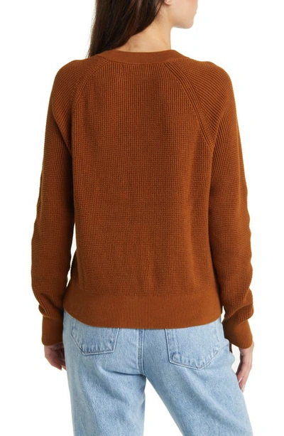 Shop Treasure & Bond Thermal Knit Cotton Sweater In Brown Temple