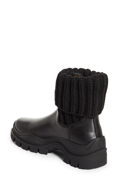 Shop Moncler Larue Knit Cuff Chelsea Boot In Black