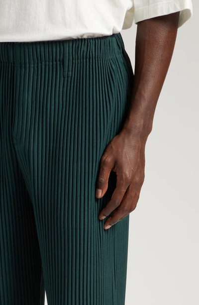 Shop Issey Miyake Monthly Colors Pleated Straight Leg Pants In Deep Green