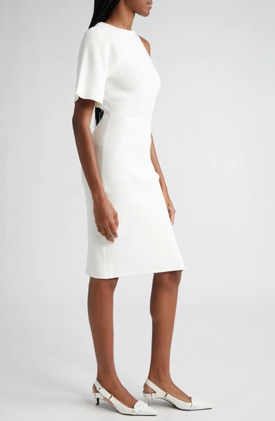 Shop Courrèges Asymmetric Rib Knit Dress In Heritage White