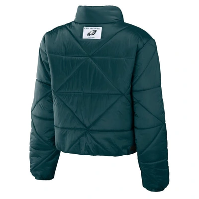 Shop Wear By Erin Andrews Midnight Green Philadelphia Eagles Cropped Puffer Full-zip Jacket
